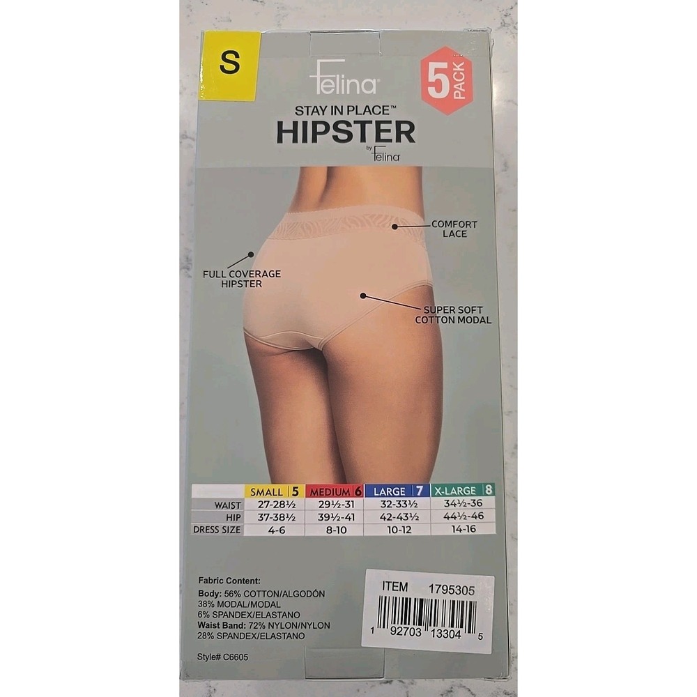Felina 5 Pack Hipster Underwear, Multicolor , Size Small - Picture 3 of 5